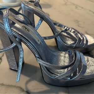 Zara Women's Silver Strappy Heels